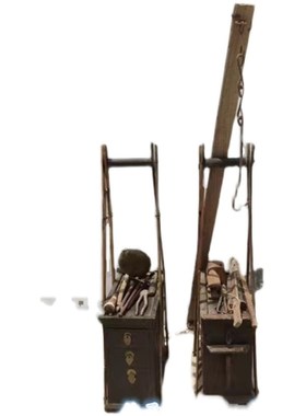 民俗怀旧老物件锔瓷挑子咕噜挑子馄饨豆腐脑挑子博物馆古镇展览品