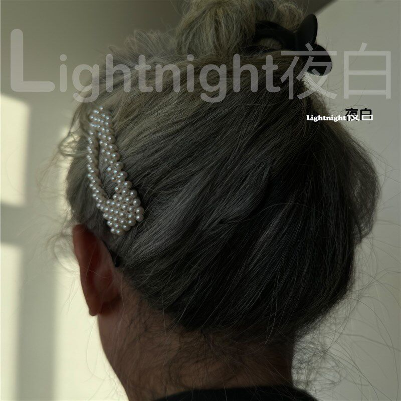 夜白重工编织天然淡水珍珠大发夹