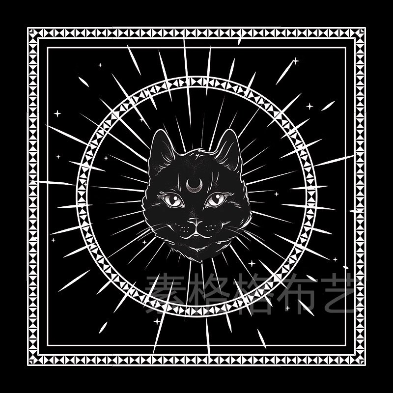 黑猫塔牌罗桌布 祭坛布 仪式布 推牌布 拍照背景布韦特taro罗牌布