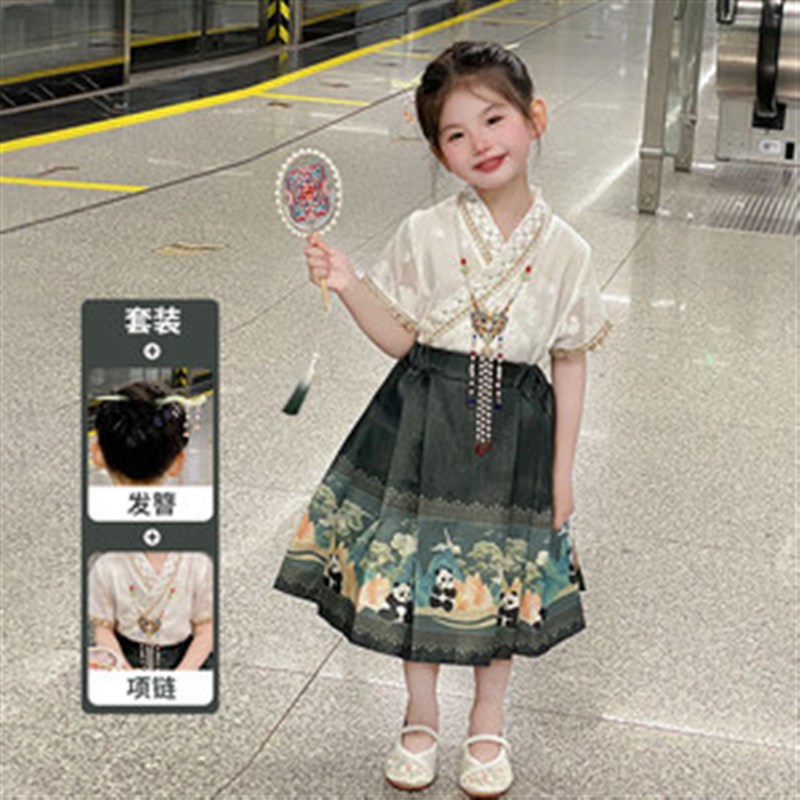 高货现货速发女童春秋款2024新款中国风儿童夏季汉服小女孩夏装马