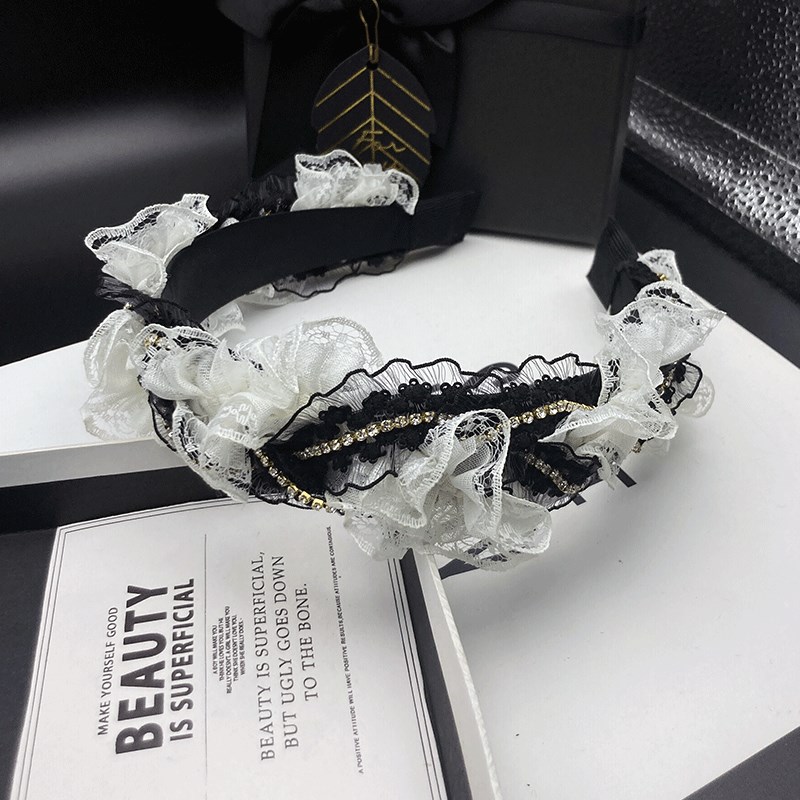 时尚新款发卡发箍女蕾丝镶钻高颅顶发捆头饰显脸小压发洗脸头箍