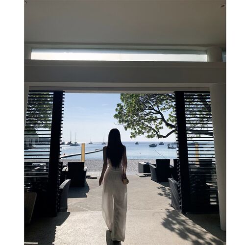 JMSHOP 轻氧松弛 白色挂脖吊带F上衣女天丝裤子宽松休闲裤套装