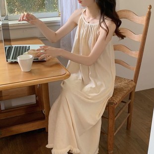 清新可爱吊带睡裙女夏季公主风无袖休闲甜美少女睡衣女薄款家居服