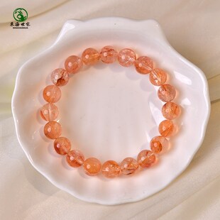 红胶花手串女男锦鲤胶花散珠黄胶花手串金太阳石手镯黄水晶手链