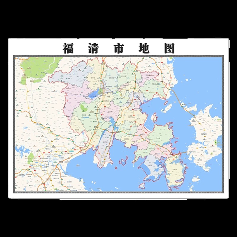 福清市地图1.15m折叠版装饰画会议室客厅沙发背景办公室书房壁画