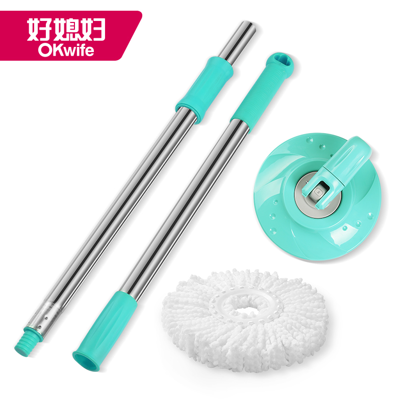 好媳妇旋转拖把杆通用配件一套 免手洗旋转拖布家用 拖地神器厨房