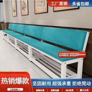 X%软包沙发靠背皮椅健身房球场休息区长条椅理发店等候椅靠背长凳