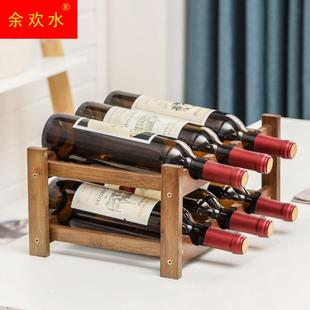 红酒架摆件洋红酒架子家用葡萄酒架实木红L酒柜展示架红酒瓶收纳