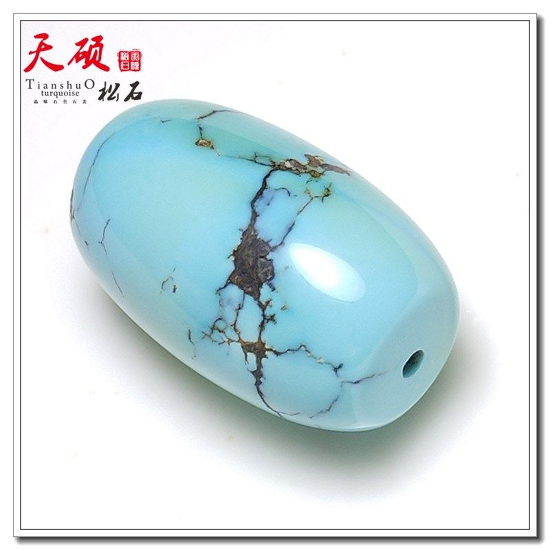 瓷釉级天然原矿高瓷无优化蓝色绿松石桶珠顶珠单珠散珠锁骨配饰