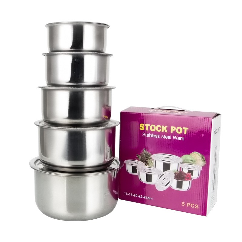 3pcs/5pcs Stainless Steel Soup pot Stock Pot Set with Lid Ki