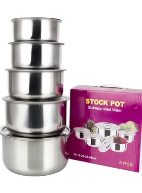 3pcs/5pcs Stainless Steel Soup pot Stock Pot Set with Lid Ki