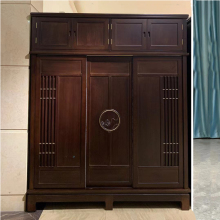 红木家具衣柜金花梨木原木菠萝格全实木新中式推拉门顶箱衣柜整装