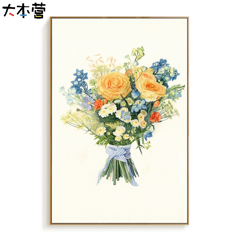 大本营 小清新花束diy数字油彩画客厅走廊装饰画植物花卉填色油画