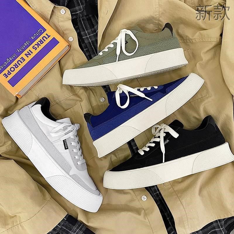2023春季新男鞋款街拍小众帆布小白鞋低帮厚底增高板鞋男新款,流行男鞋,休闲板鞋,淘宝优惠券,粉丝福利购,淘宝优惠卷