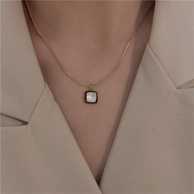 速发-Titanium steel mother-of-pearl necklace temperament let