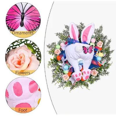 推荐Easter Rabbit Wreath Thief Bunny Butt Wreath Easter Cros