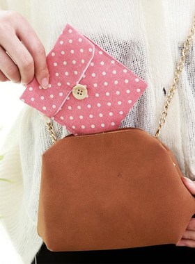 Storage Bags Polka Dot Cotton Linen Sanitary Pad Pouch Aunt