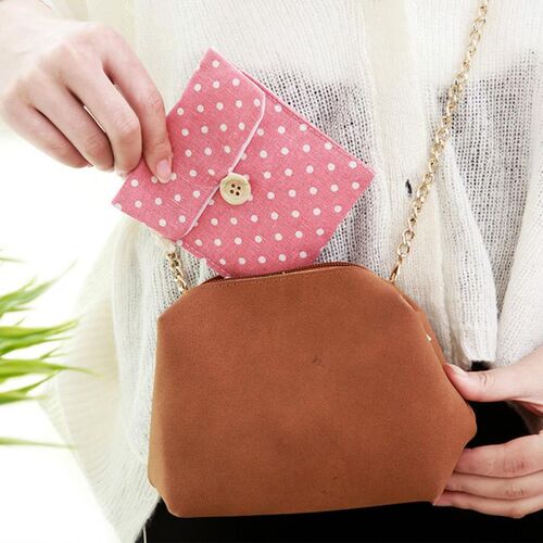 Storage Bags Polka Dot Cotton Linen Sanitary Pad Pouch Aunt