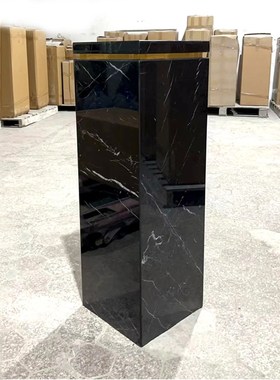 天然黑白根大理石摆件底座酒店别墅玄关装饰石材柱子雕塑台定制