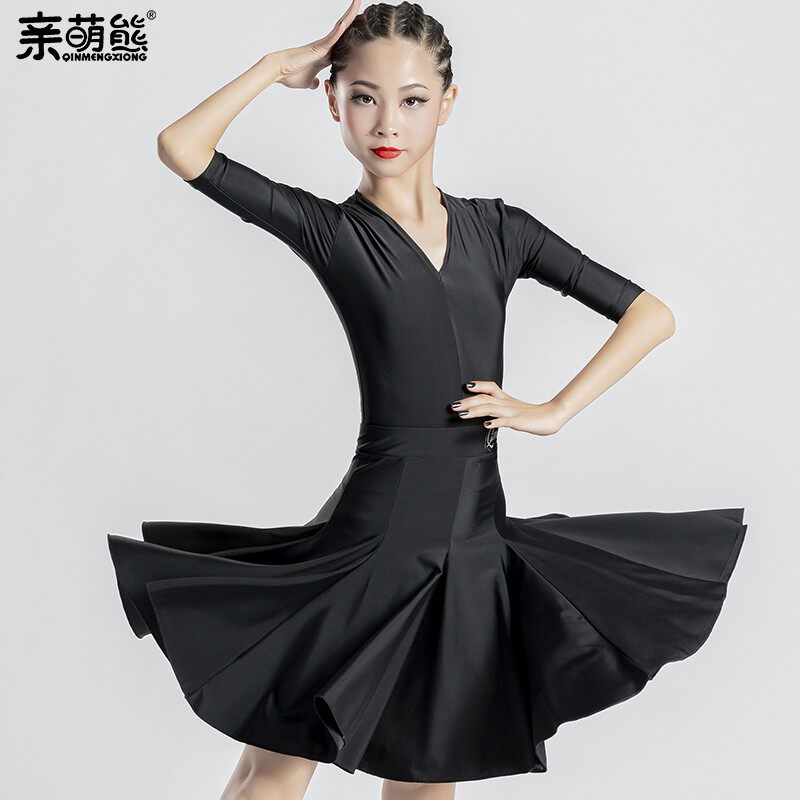 拉丁舞比赛服女儿童标准规定国际舞蹈表演学生艺S考分体大摆裙套