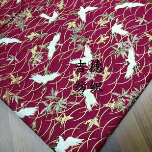 日式和风烫金布(云鹤) u全棉和风印花面料 旗袍汉服箱包鞋帽布