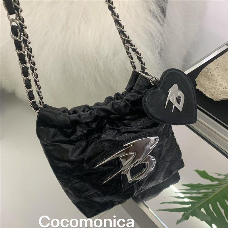 手抓纹褶皱软皮包包小号垃圾袋包包小众设计包包链条单肩斜挎包女
