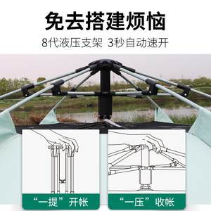 2023新款户外帐篷六角野营多人大空间防雨露营郊游装备全自动简易