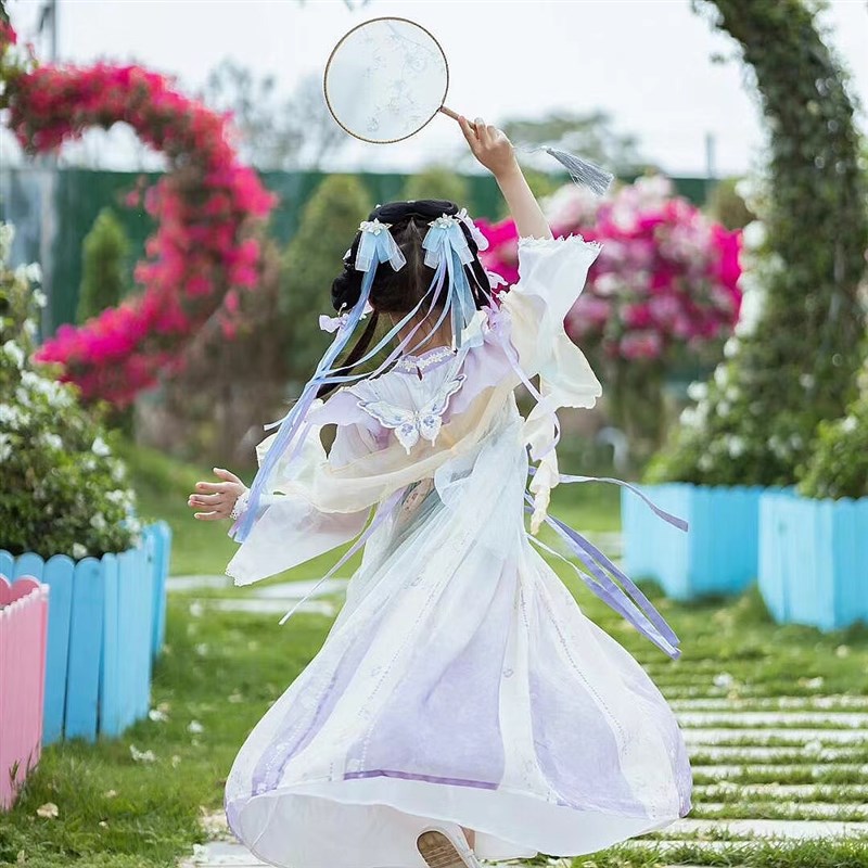 苏幕紫女童汉服夏季古装唐朝公主连衣裙儿童小女孩中国风超仙襦裙