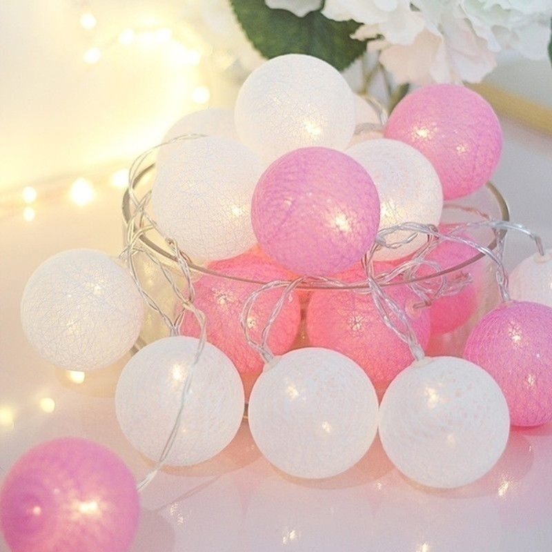 推荐20 Leds Cotton Balls Lights LED Fairy Garland Ball Light