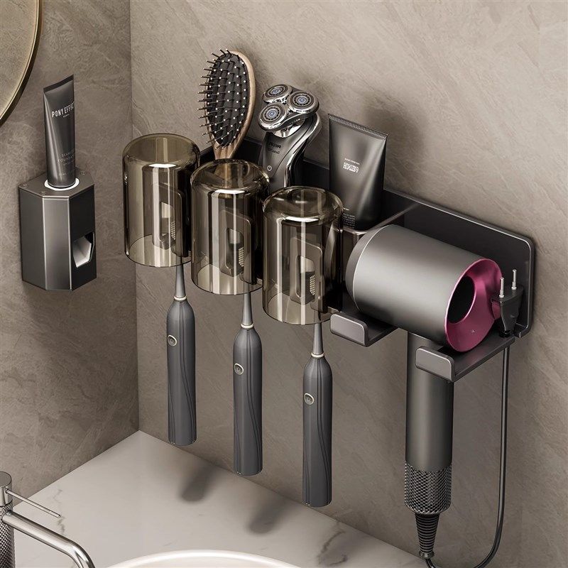 豫之曙吹风机置物架牙刷架子浴室免打孔支架洗漱台卫生间壁挂收纳,家庭/个人清洁工具,吹风机置物架,淘宝优惠券,粉丝福利购,淘宝优惠卷