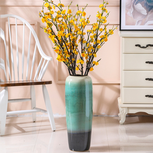 欧式陶瓷落地高大花瓶简约花盆60CM富贵竹客厅干花插花装饰品摆件