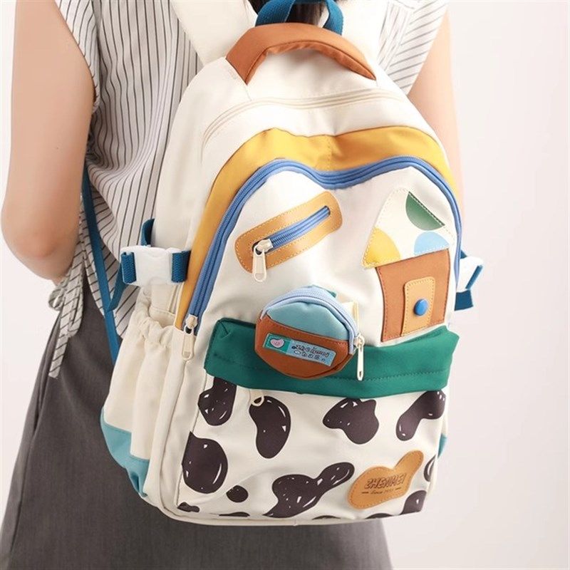 帆布双肩包2024新款潮流高颜值背包女大学生书包大容量短途旅行包,箱包皮具/热销女包/男包,通用款女包,淘宝优惠券,粉丝福利购,淘宝优惠卷