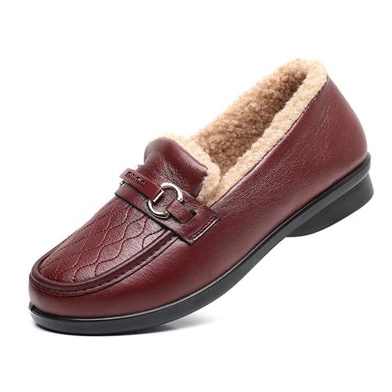 2024秋冬新款豆豆鞋女鞋加绒保暖休闲平底加厚棉鞋防滑防水妈妈鞋