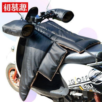 电动车挡风被冬季加绒加厚电瓶摩托加大防水保暖罩分体电车PU皮革