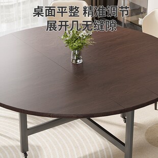 折叠桌子圆桌带转盘家用可折叠10人餐桌多功能可移动小户型吃饭桌