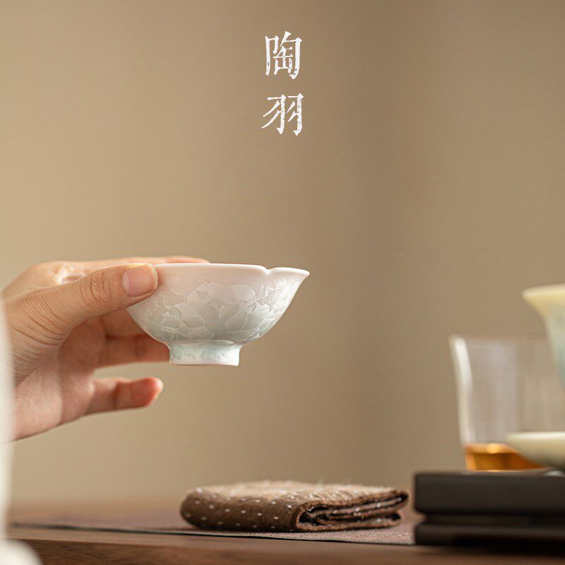 结晶釉窑变花口主人杯单杯个人茶杯陶瓷品茗杯功夫茶具茶盏