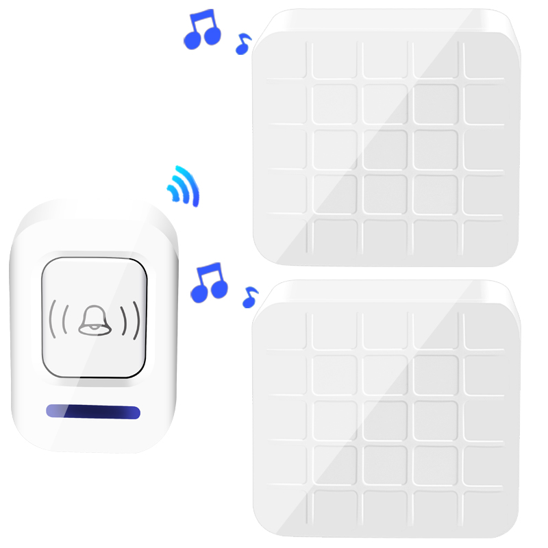 无线门铃免插电一拖二远距离遥控直流门玲家用呼叫器提示器电池款