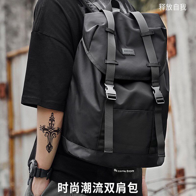 大学生书包男2022新款潮流双肩包男工装机能旅行街头简约电脑背包
