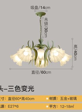 创意网红铃兰f花朵吊灯法式田园客厅主灯美式乡村复古餐厅卧室灯