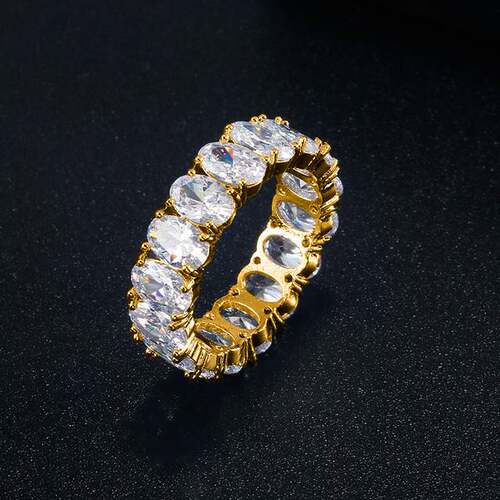 现货Handmade Eternitpy Promise Gold Color Crystal Ring AAA C