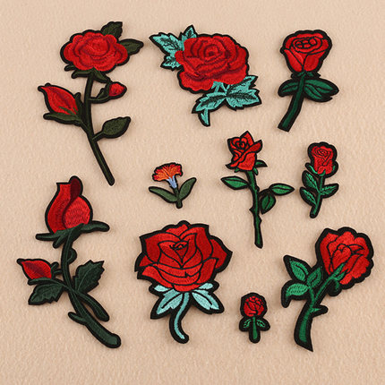 厂家1Pcs 3D Rosel Flower Embroidery Iron On Sewing Patches D