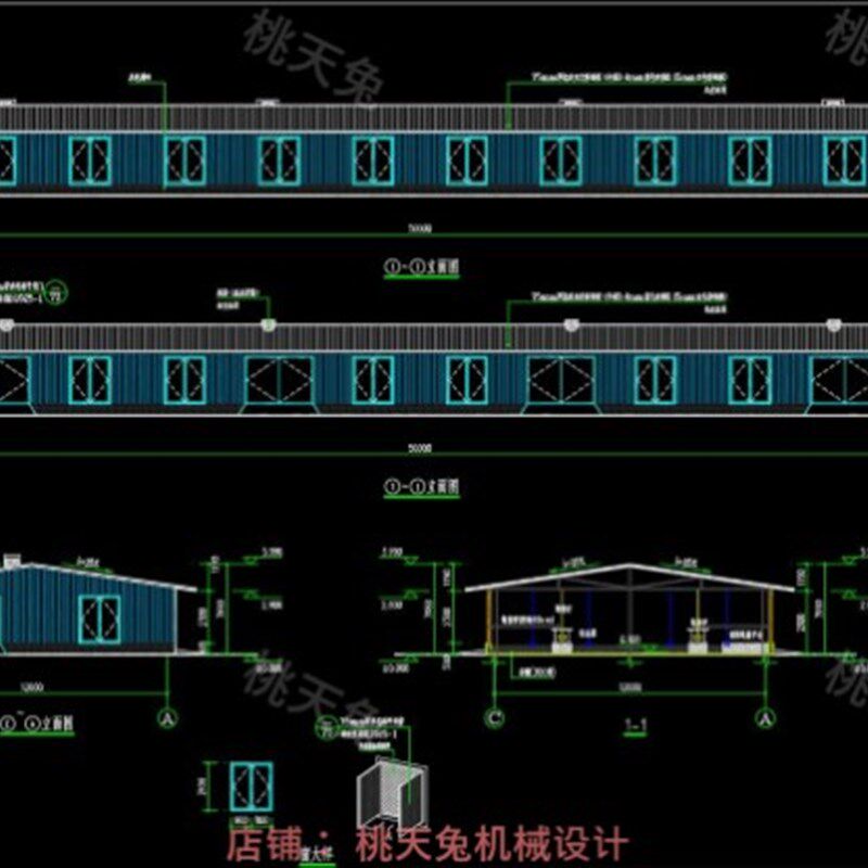 详细钢结b构生态鸡养殖场鸡棚鸡舍养鸡场建筑结构设计cad图纸