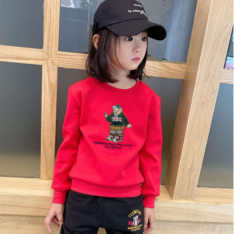 2021春季薄款女童卫衣打底衫儿童外套圆领上Q衣纯棉加厚可爱洋气图片