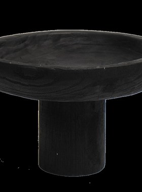 中古侘寂黑色碳化原木托盘果盘样板间别墅厨房玄关软装饰品摆件