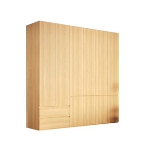 全实木衣柜家用卧室一门到顶平开门储物柜子原木色挂式大衣橱定制