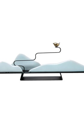 新中式铁艺陶瓷客厅玄关摆件创意家居样板房间工艺品室内软装饰品