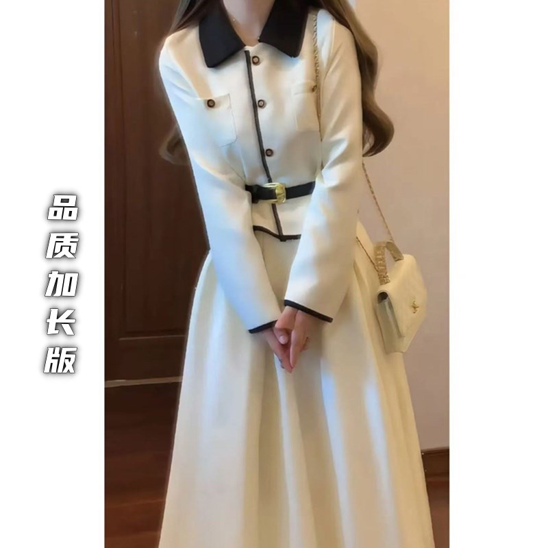 高个子大骨架女生穿搭套装秋冬高级感温柔上衣加长半身裙两件套