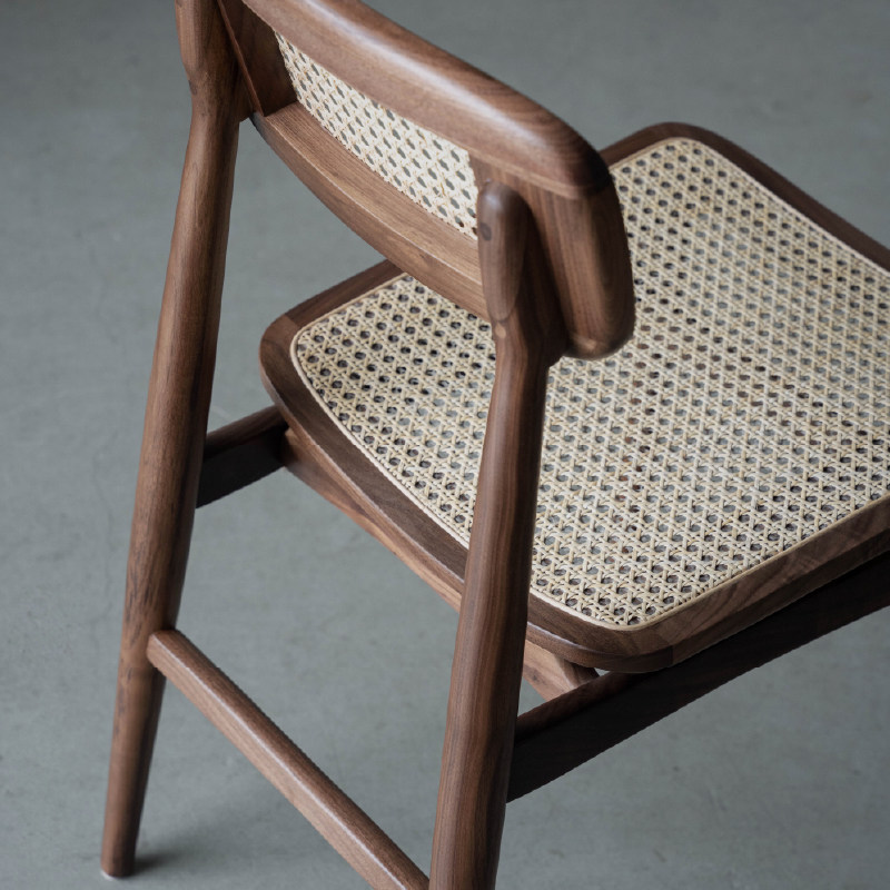 新中式藤编椅餐椅简约黑胡桃木实木家用饭厅阳台餐桌靠背椅子,家居饰品,落地摆件,淘宝优惠券,粉丝福利购,淘宝优惠卷