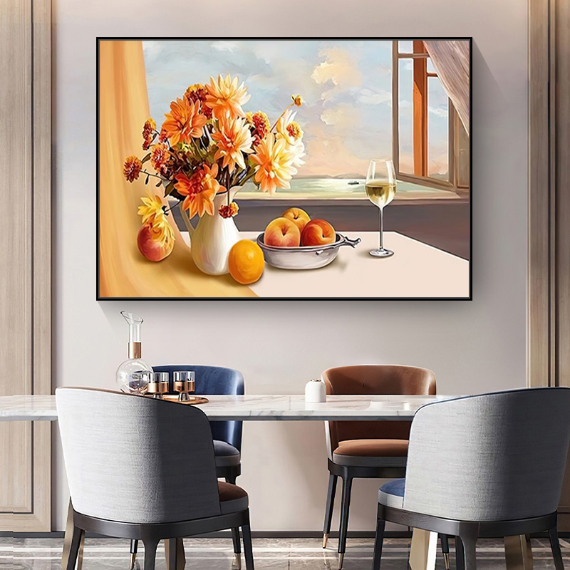 餐厅装饰画花卉艺术饭厅背景墙面壁画现代简约温馨歺厅北欧风挂画图片