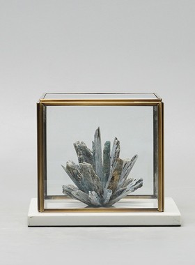 新中式水晶玻璃罩工艺品摆件样板房酒店售楼处桌面摆台玄关装饰品